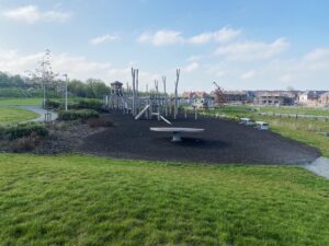 Picture of Myton Green play area with landscaped and housing development behind